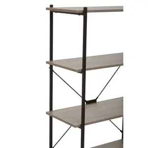 Interiors By Premier Versatile Five Tier Grey Oak Shelf Unit, Ample Storage Shelving Unit, Sturdy And Durable tall Cupboards