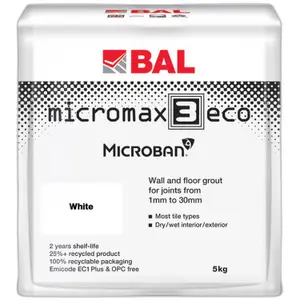 BAL Micromax3 ECO Antimicrobial Wall & Floor White Grout, 5kg