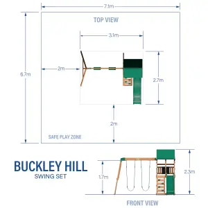 Backyard Discovery Buckley Hill Cedar Wooden Climbing Frame with 2 x Swings and 1 x Slide