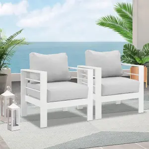 Wisteria Lane 2 Pieces Patio Furniture Aluminum Armchairs - White