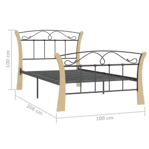 Berkfield Bed Frame Black Metal 100x200 cm