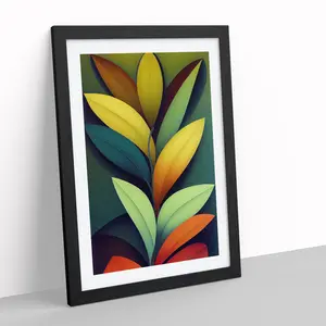 XV1022-2583X Lively Leaves - Single Picture Frame Print Black / 46cm H x 34cm W x 2cm D