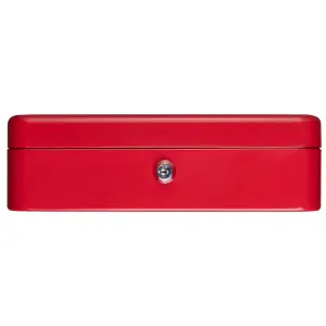 Hardys Metal Cash Box Money Bank Deposit Steel Tin Security Safe Petty Key Lockable - 12" Red