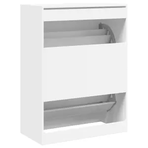 Berkfield Shoe Cabinet with 2 Flip-Drawers White 80x42x108 cm