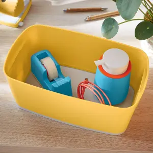 Leitz MyBox Cosy Storage Box with Organiser Tray Small in Warm Yellow