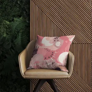 Abstract Pink White Outdoor Cushion 60cm x 60cm