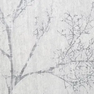 GoodHome Drave White Tree Glitter effect Textured Wallpaper