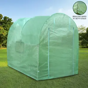 Polytunnel Greenhouse Walk In Galvanised Windows Doors Growhouse PE Cover Diameter 2 x 2.5m