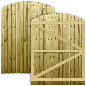 Premier Garden Supplies Pedestrian Gate 180cm (6ft) High x 135cm Wide Feather Edge Arch Top Fully Framed Single Swing Gate