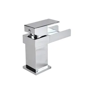 Nes Home Laura Deck Mounted Waterfall Cloakroom Basin Brass Mono Mixer Tap Chrome