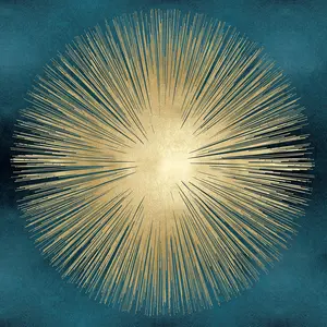 Sunburst Gold On Teal I - Wrapped Canvas Art Prints 30cm H x 30cm W