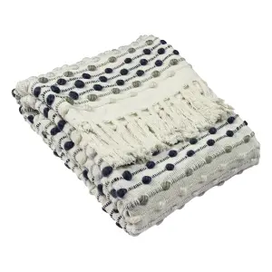 furn. Dhadit Woven Tufted Striped Recycled Tasselled Throw