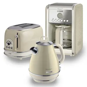 Ariete ARPK7 Vintage Retro Jug Kettle, Toaster & Filter Coffee Machine Set, Beige