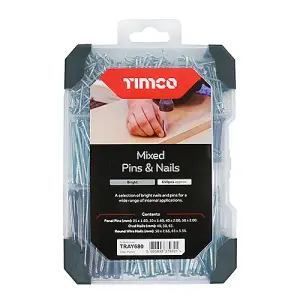 Timco - Mixed Tray - Pins & Nails - Bright (Size 495pcs - 495 Pieces)