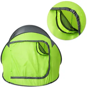 Pop-up Tent - 2 man, waterproof, with mosquito net, pegs, guy ropes, carry bag - grey/green