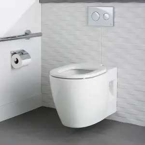 Ideal Standard Concept Freedom Comfort height White Boxed rim Wall hung Round Toilet pan with Soft close seat