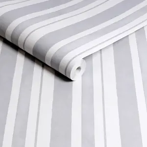 Shabby Chic by Rachel Ashwell Watercolour Stripe Grey Stipped Wallpaper