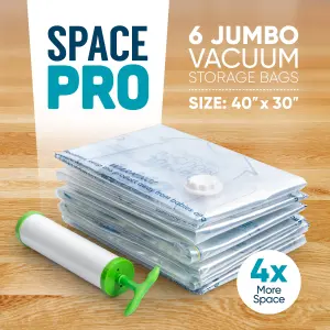 Space Pro 6 X Jumbo Vacuum Storage Bags for Duvets Blankets Bed Sheets Clothes