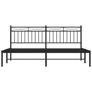 Berkfield Metal Bed Frame with Headboard Black 180x200 cm