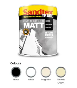 Sandtex Trade Fine Textured Matt Masonry - Brilliant White - 5L