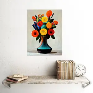 Midcentury Style Floral Bouquet Flowers - Painting Unframed / 40.5cm H x 30.5cm W