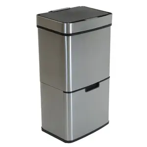 Fogg Stainless Steel Motion Sensor Multi-Compartment Rubbish & Recycling Bin - 62L