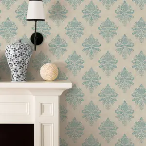 Galerie Nordic Elements Blue Damask Medallion Wallpaper Roll