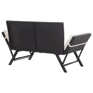 Berkfield Garden Bench with Cushions Black 176 cm Poly Rattan