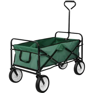 Garden Trolley - foldable with 2 mesh pockets, 80 kg load capacity - green