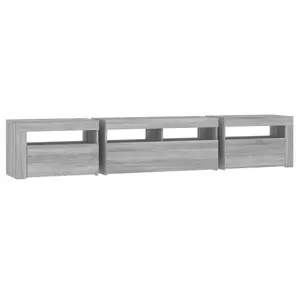 Berkfield TV Cabinet with LED Lights Grey Sonoma 210x35x40 cm