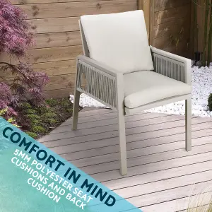 Dellonda Fusion Outdoor Garden Dining Chairs & Cushions Set of 6 Light Grey