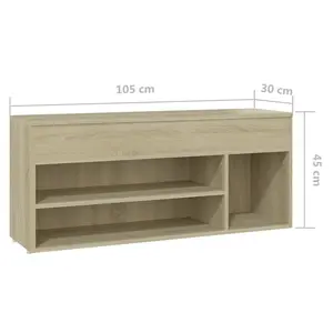 Berkfield Shoe Bench Sonoma Oak 105x30x45 cm Engineered Wood