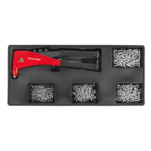 Sealey Tool Tray With Riveter & 400 Assorted Rivet Set 176.5 x 397 x 55mm TBT15