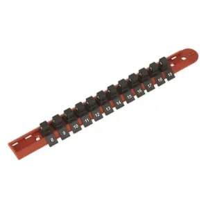 Sealey Socket Retaining Rail With 12 Clips 3/8" Drive Professional AK3812