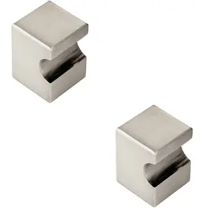 2x Square Cupboard Door Knob 22 x 22mm 30mm Projection Satin Nickel