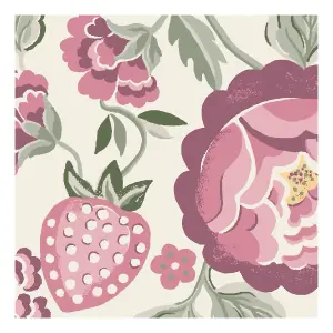 Cath Kidston Strawberry Gardens Glass Splashback SAMPLE - Pink (100x100mm)