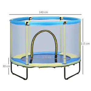 ZONEKIZ 55" Kids Trampoline with Enclosure Net for Toddler 3-10 Years Blue