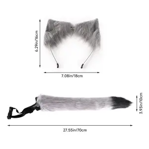 Halloween Cosplay Grey Faux Fox Tail and Ear Headband Set