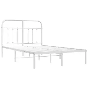 Berkfield Metal Bed Frame with Headboard White 120x190 cm