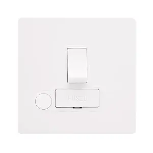 White Metal Screwless Plate 13A Fused   Connection Unit Switched With Flex - White Trim - SE Home