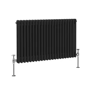 Right Radiators 600x1010 mm Horizontal Traditional 2 Column Cast Iron Style Radiator Black