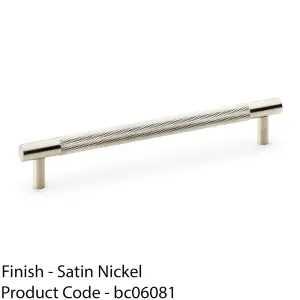 Knurled T Bar Door Pull Handle - Satin Nickel - 160mm Centres Premium Drawer