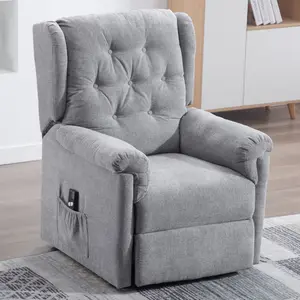 Barnsley Fabric Electric Single Motor Riser Rise Recliner Lift Mobility Tilt Armchair (Grey)