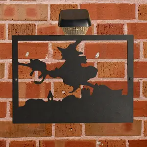 Witch Garden Wall Art Plaque and Solar Lighting