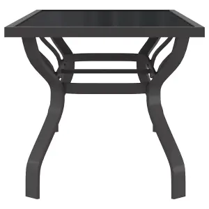 Berkfield Garden Table Grey and Black 180x80x70 cm Steel and Glass