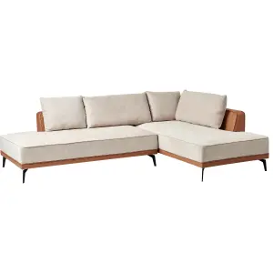 Modular Sofa MYKEN Light Beige Fabric 3 Seater Left Hand