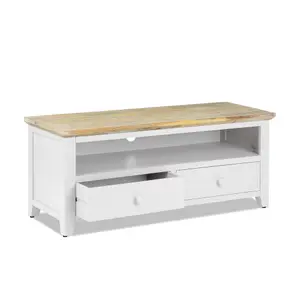 Florence White TV Stand With 2 Drawers and Shelf