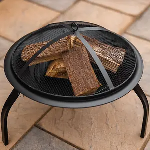 21" Round Metal Firepit Garden Log Burner