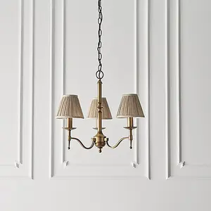 Luminosa Stanford 3 Light Multi Arm Ceiling Pendant Chandelier Antique Brass, E14