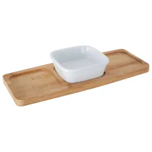 Maison by Premier Bamboo Snack Tray With White Bowl